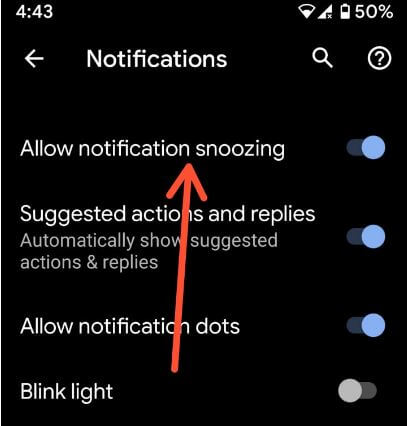 Aktivieren oder deaktivieren Sie das Benachrichtigungs-Snoozing unter Android 10