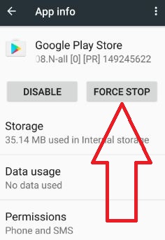 Erzwinge das Stoppen des Play Store, um das Zahlungsproblem zu beheben