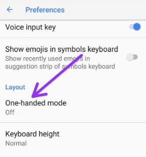 Aktivieren oder Deaktivieren des Einhandmodus in Gboard Keyboard Android