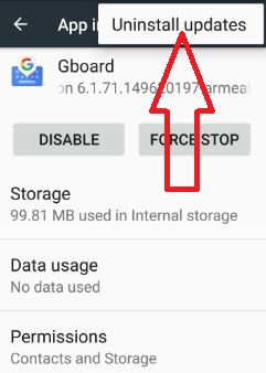 Deinstallieren Sie Updates der Gboard-Tastatur-App