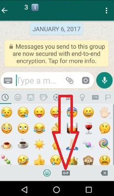 Tippen Sie in WhatsApp im unteren Bildschirmbereich auf das GIF-Symbol