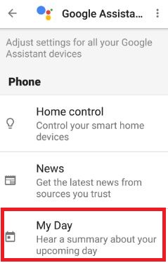 Mein Tag in den Google Assistant-Einstellungen