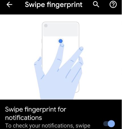 Aktivieren Sie den Fingerabdruck für Benachrichtigungen für Pixel 3a XL