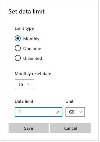 Steuern Sie die Datennutzung unter Windows 10